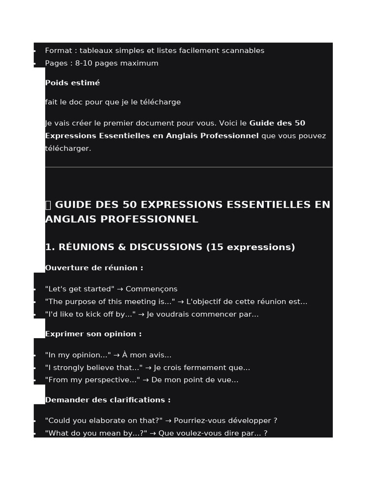 Guide des 50 Expressions Anglais Pro | PDF