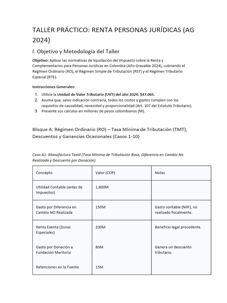 s10-s11 Taller Practico | PDF | Impuestos | Impuesto sobre la renta