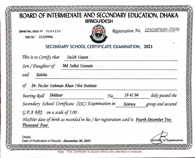 Ssc+Certificate+2021+Copy Ocr | PDF