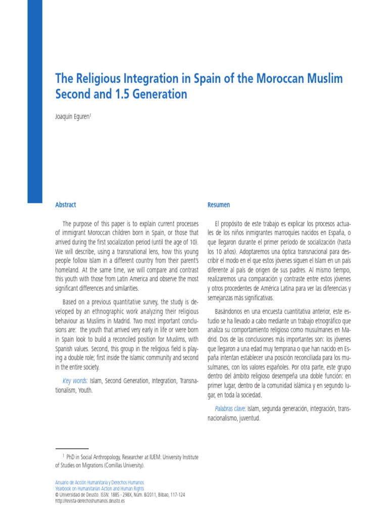 The Religious Integration in Spain of TH | PDF | Morocco | Spain