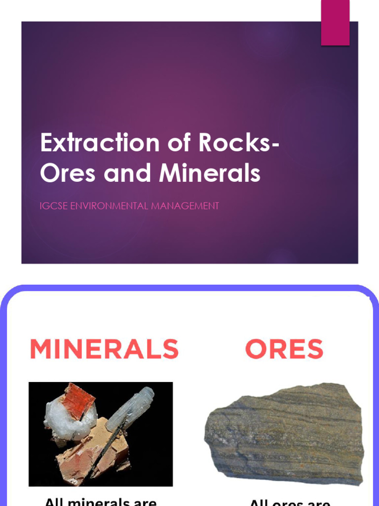 Grade 8 EVM Extraction of Rocks Ores Minerals | PDF | Minerals | Mining