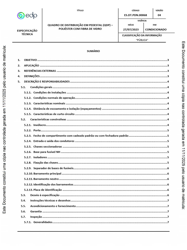 Especificação Técnica QDP em Poliester | PDF | Fusível (elétrico) | Brasil