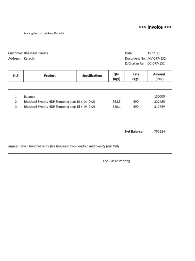 Invoice Fixed Print Area | PDF