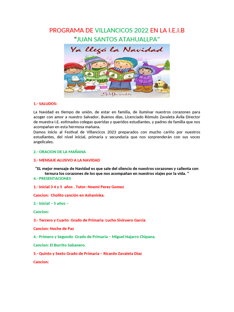 Programa de Villancicos 2023en La I | PDF