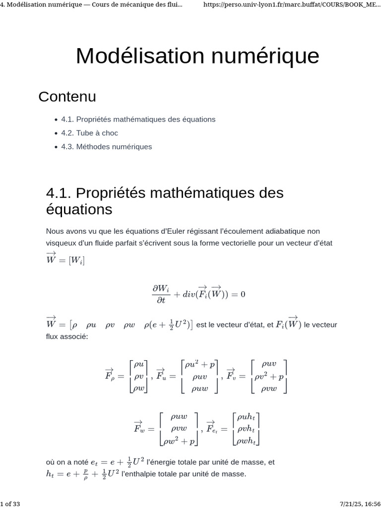 Modélisation numérique des fluides | PDF | Pression | Valeur propre ...
