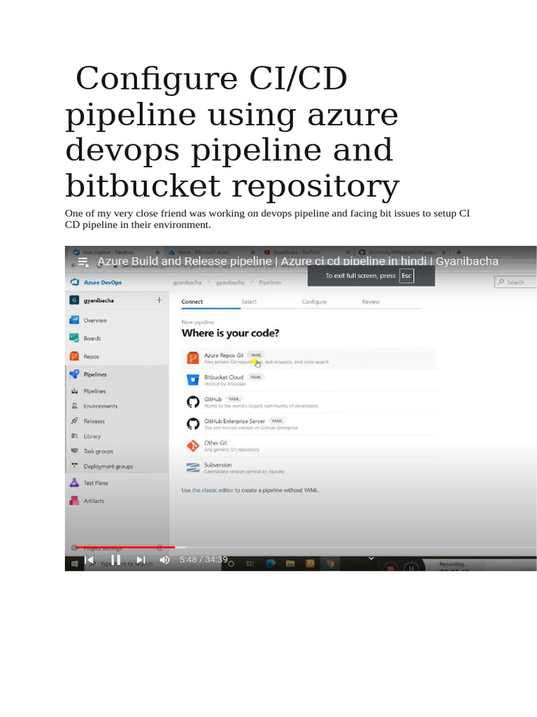 Azure DevOps CI/CD with Bitbucket Guide | PDF | Computing | Software ...
