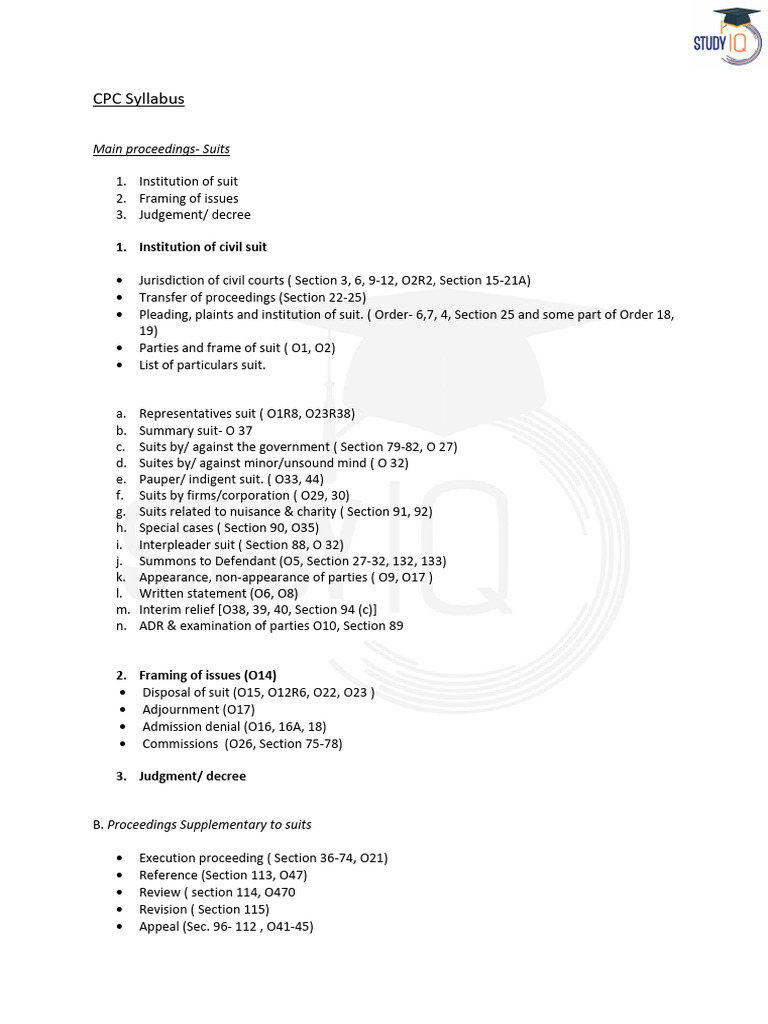 CPC Civil Suit Proceedings Overview | PDF