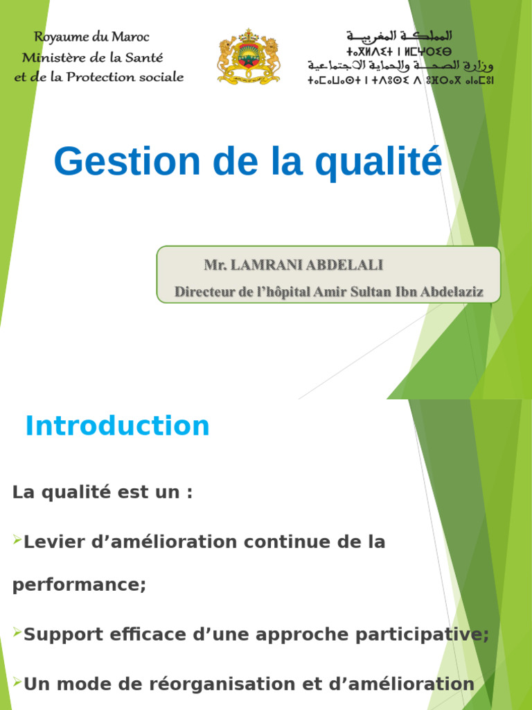 Gestion de la qualité en santé : principes et enjeux | PDF | Management ...