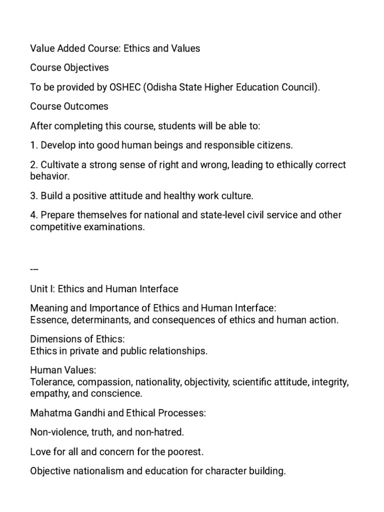 Ethics and Values Course Overview | PDF | Nonviolence | Compassion