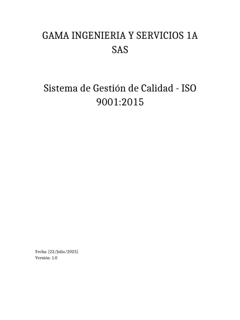 Sistema de Gestión de Calidad ISO 9001:2015 | PDF | Sistema de manejo ...