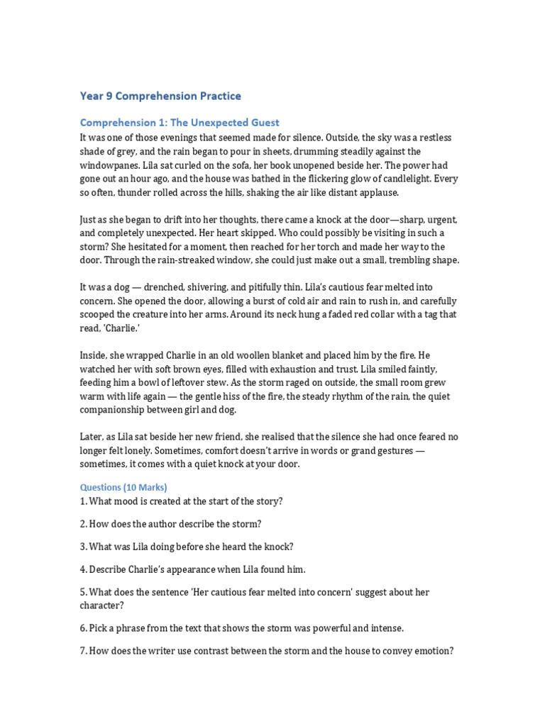 Year 9 Comprehension Practice | PDF | Trees
