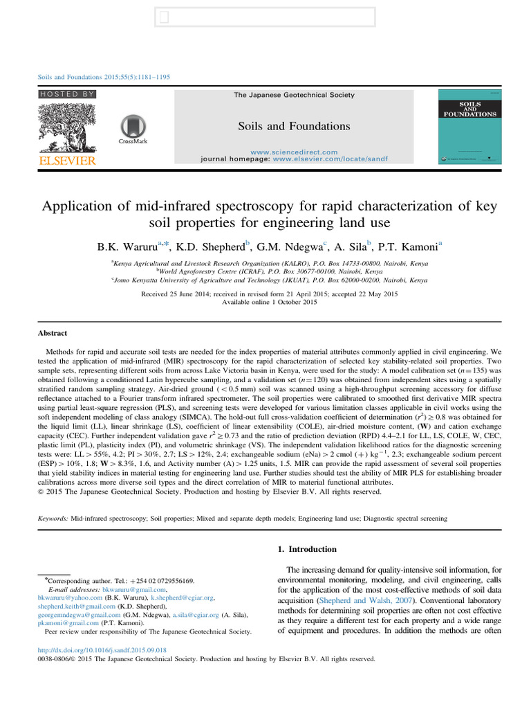 Application of Mid Infrared Spectroscopy For Rapid Character 2015 Soils ...