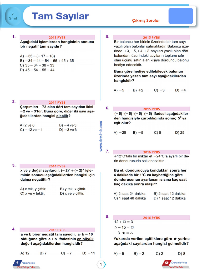 7th Grade Integer Exam Questions | PDF | Chess Theory | Chess Openings