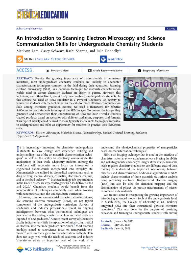 SEM Training for Chemistry Undergraduates | PDF | Nanotechnology | Electron