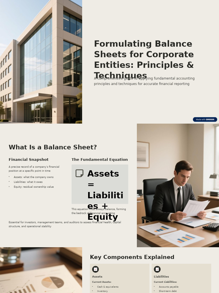Formulating Balance Sheets For Corporate Entities Principles and ...