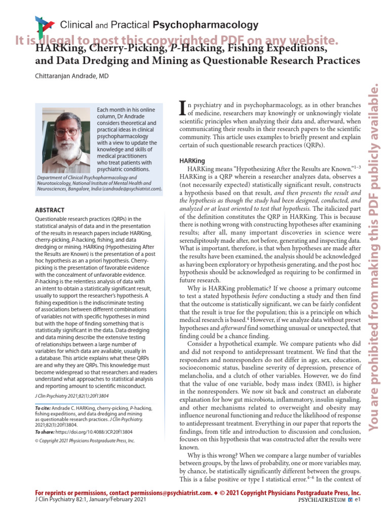Questionable Research Practices in Psychiatry | PDF | Hypothesis | Science