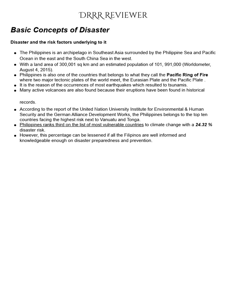 DRRR Reviwer | PDF