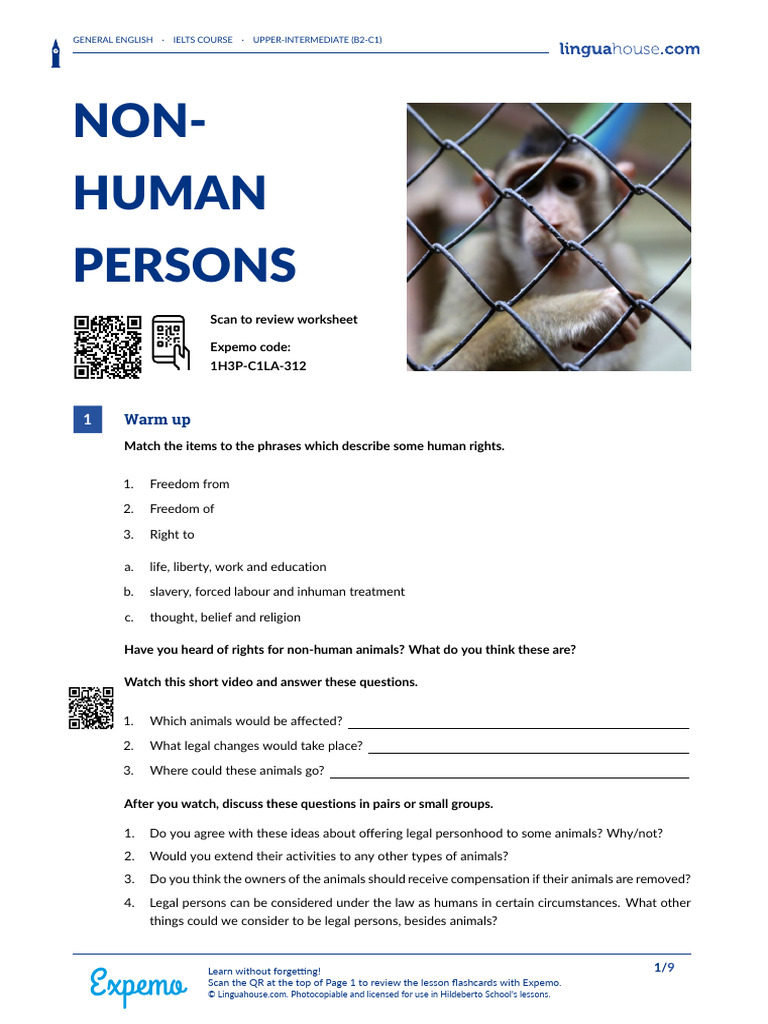 IELTS Upper-Intermediate: Non-Human Rights | PDF | English Language ...