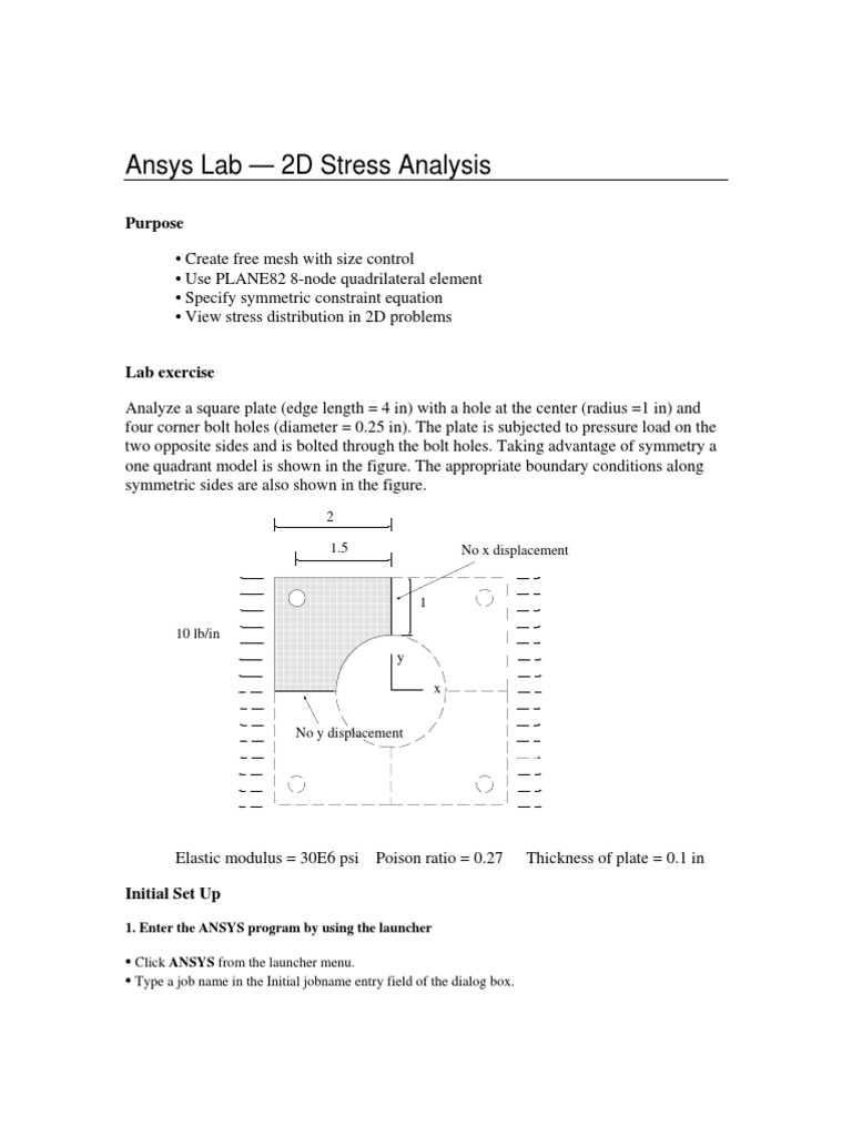 Ansys 2D Stress Analysis Guide | PDF | Stress–Strain Analysis | Stress ...
