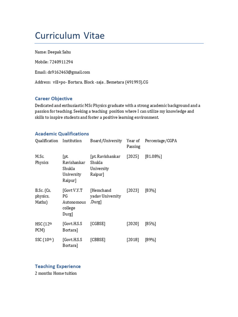 Deepak CV | PDF