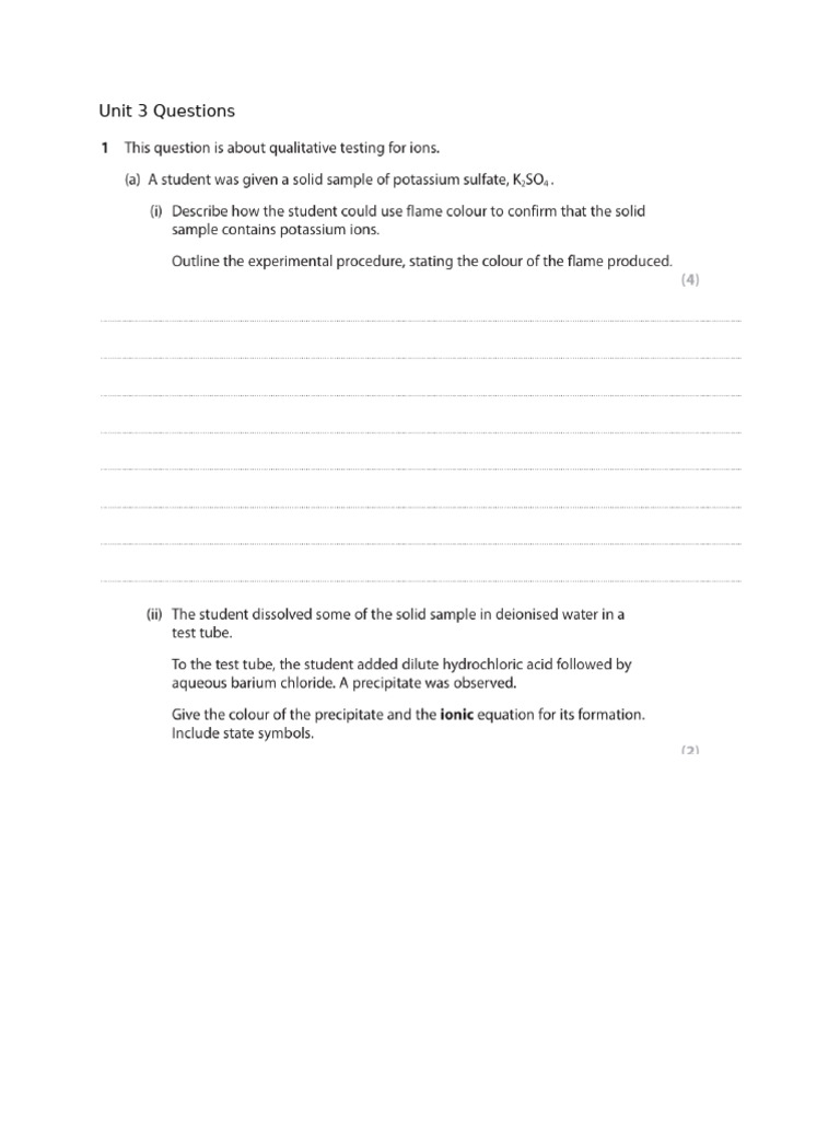 Unit 3 Questions - Chemistry Edexcel IAL | PDF