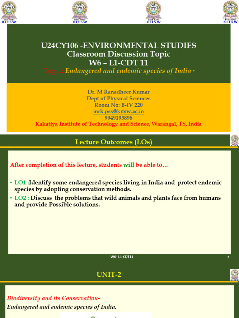 ES CDT 12 Endangered and Endemic Species of India URR24 | PDF ...