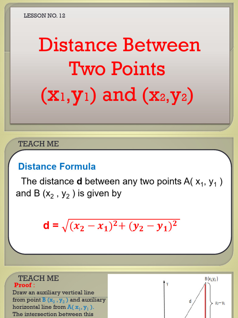 LESSON NO. 12 Distance Between Two Points | PDF