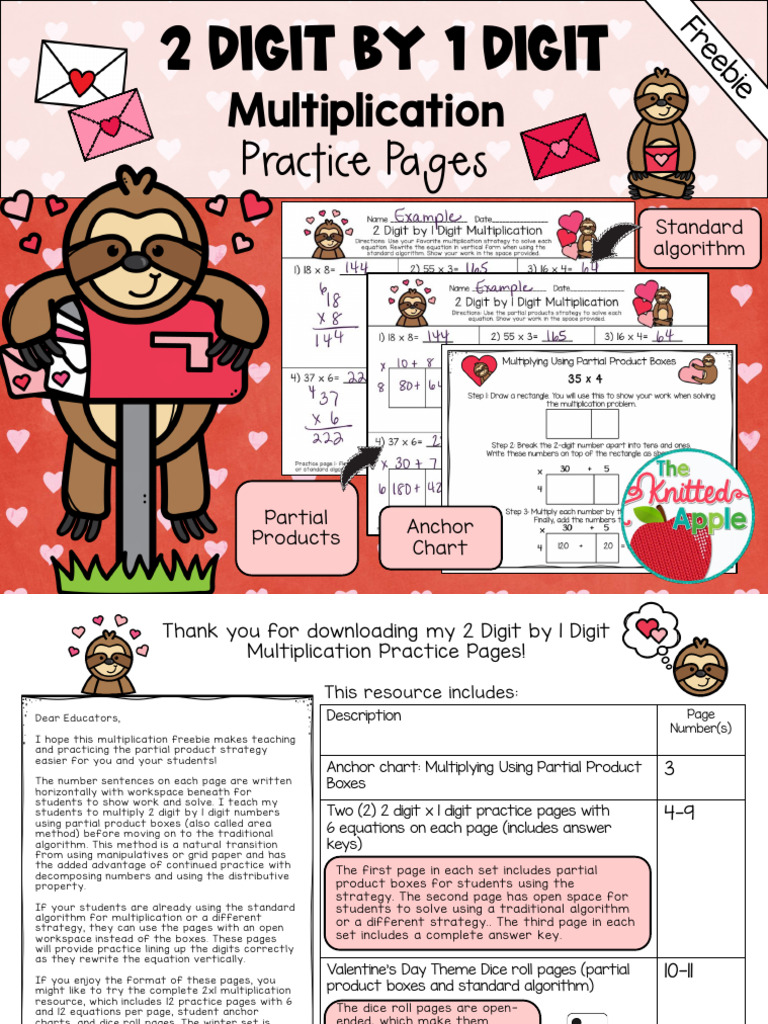2-Digit by 1-Digit Multiplication Practice | PDF | Multiplication ...