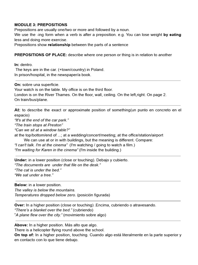 Understanding Prepositions in English | PDF | Linguistics