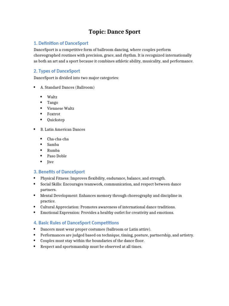 Understanding DanceSport: Types & Benefits | PDF