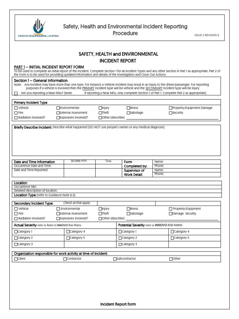 Safety Incident Report Form Guide | PDF | Vehicles | First Aid