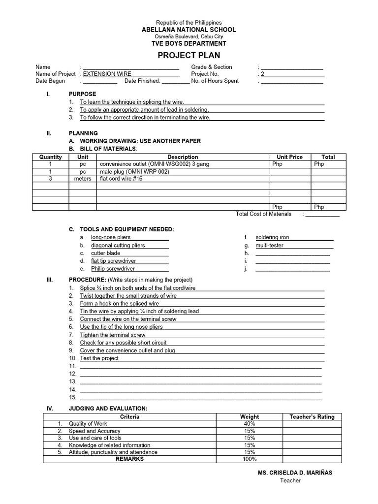 Projectplan Extensionwire | PDF | Wire
