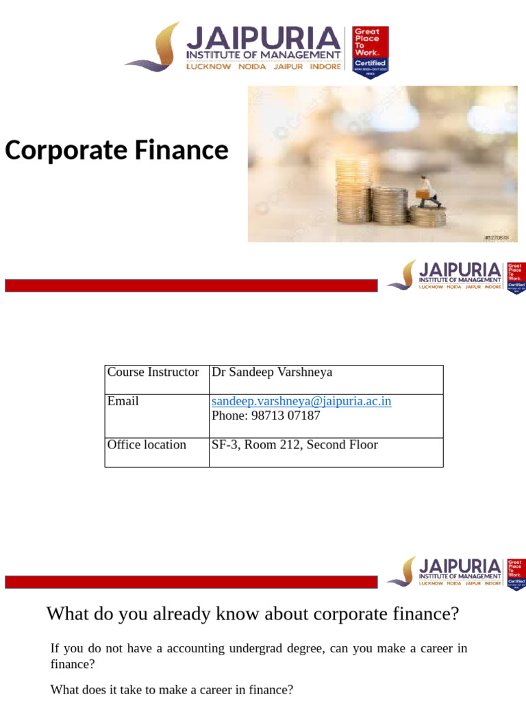 Corporate Finance Course Overview | PDF | Capital Asset Pricing Model ...