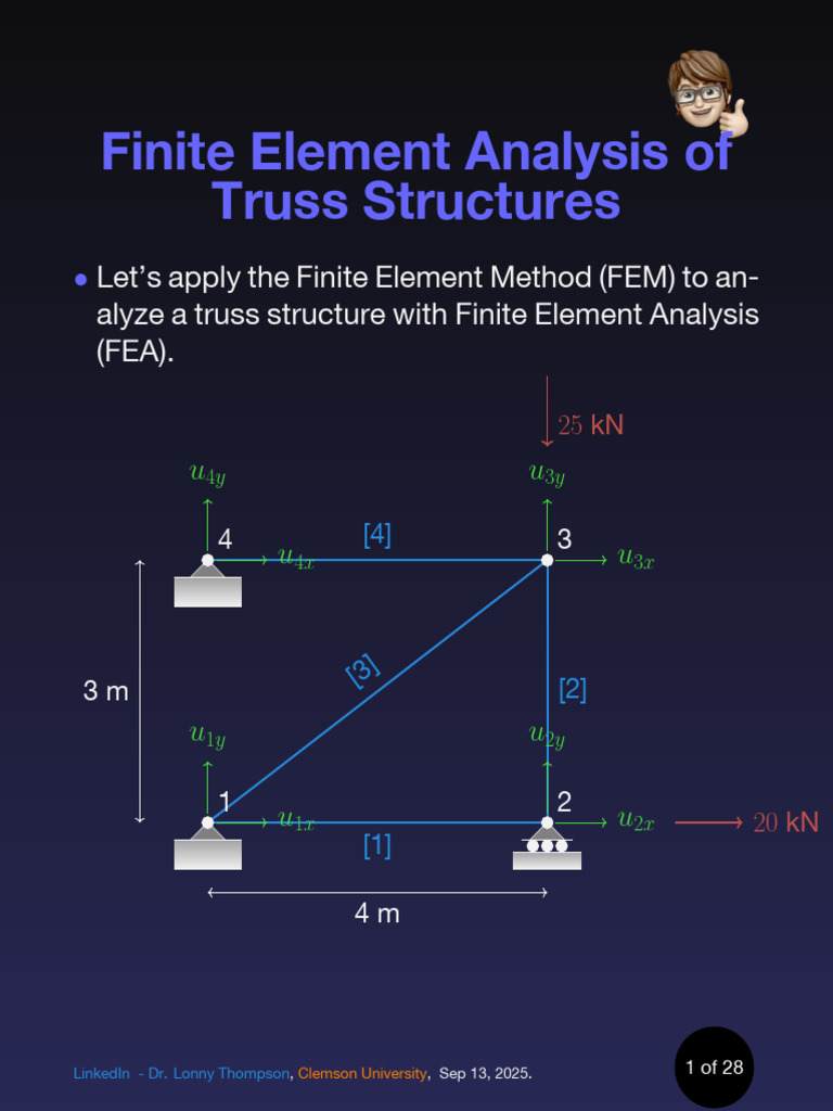 Truss Structure FEA Using FEM Techniques | PDF | Finite Element Method ...