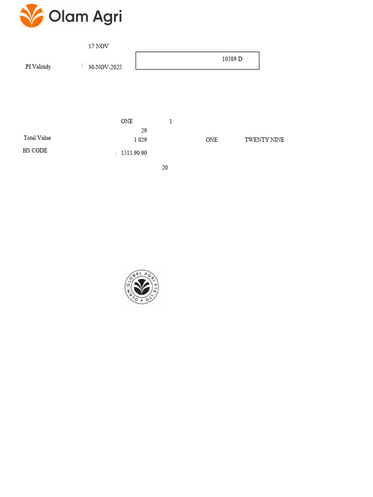 Olam Global Agri Proforma Invoice Details | PDF