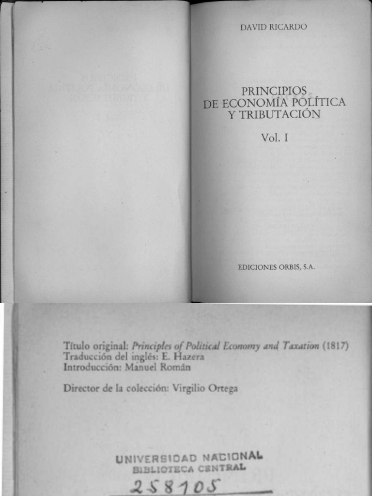 David Ricardo - Principios de Economia Politica y Tributacion Vol. 1 | PDF