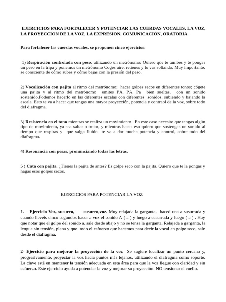 Ejercicios para Potenciar la Voz y Oratoria | PDF | Hablar en público ...
