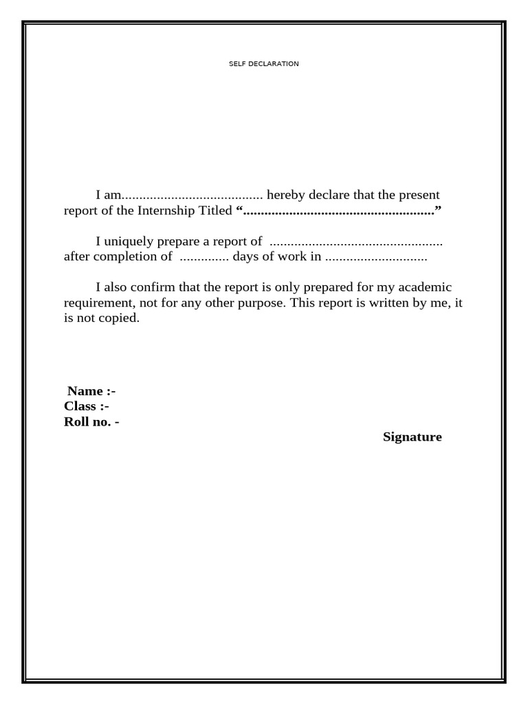 Internship Report Self-Declaration | PDF