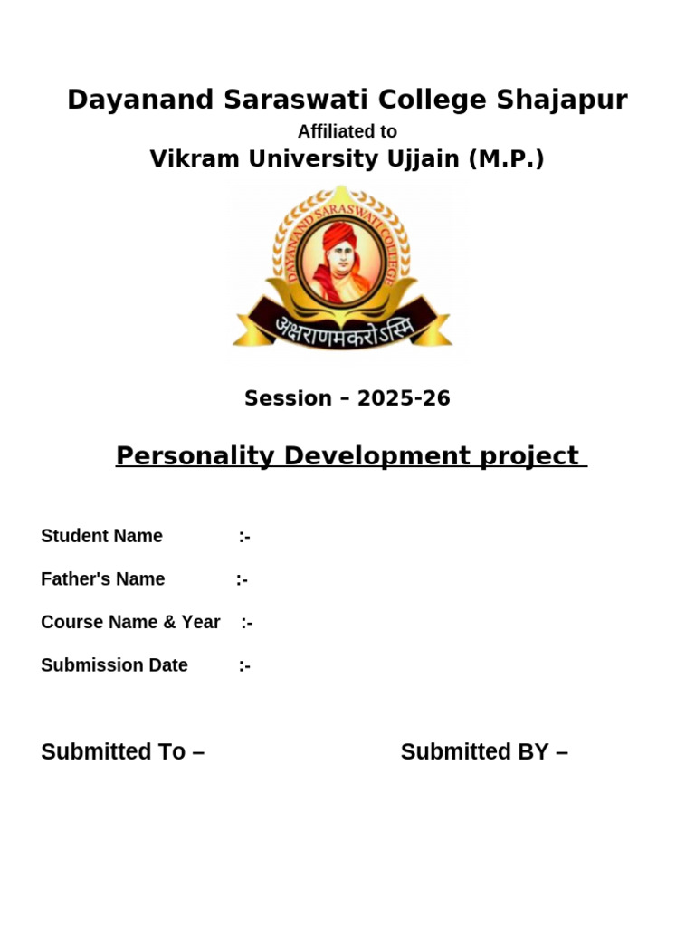 Personality Development Project 2025-26 | PDF