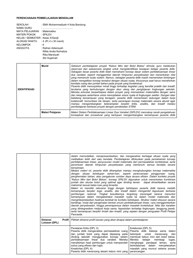 Template - RPP Pembelajaran Mendalam | PDF
