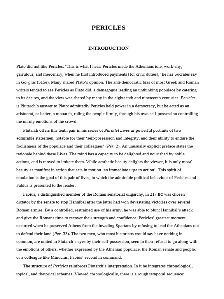Plutarch's Pericles: A Political Analysis | PDF | Ancient Greece