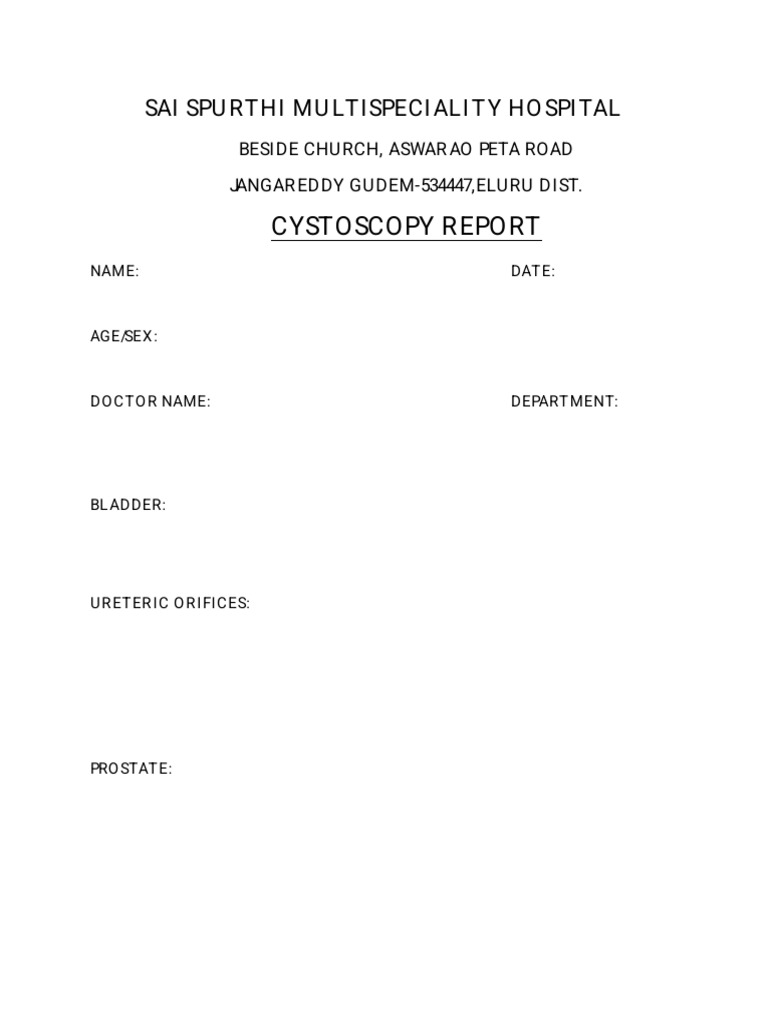 Cystoscopy Report for SAI Spurthi Hospital | PDF