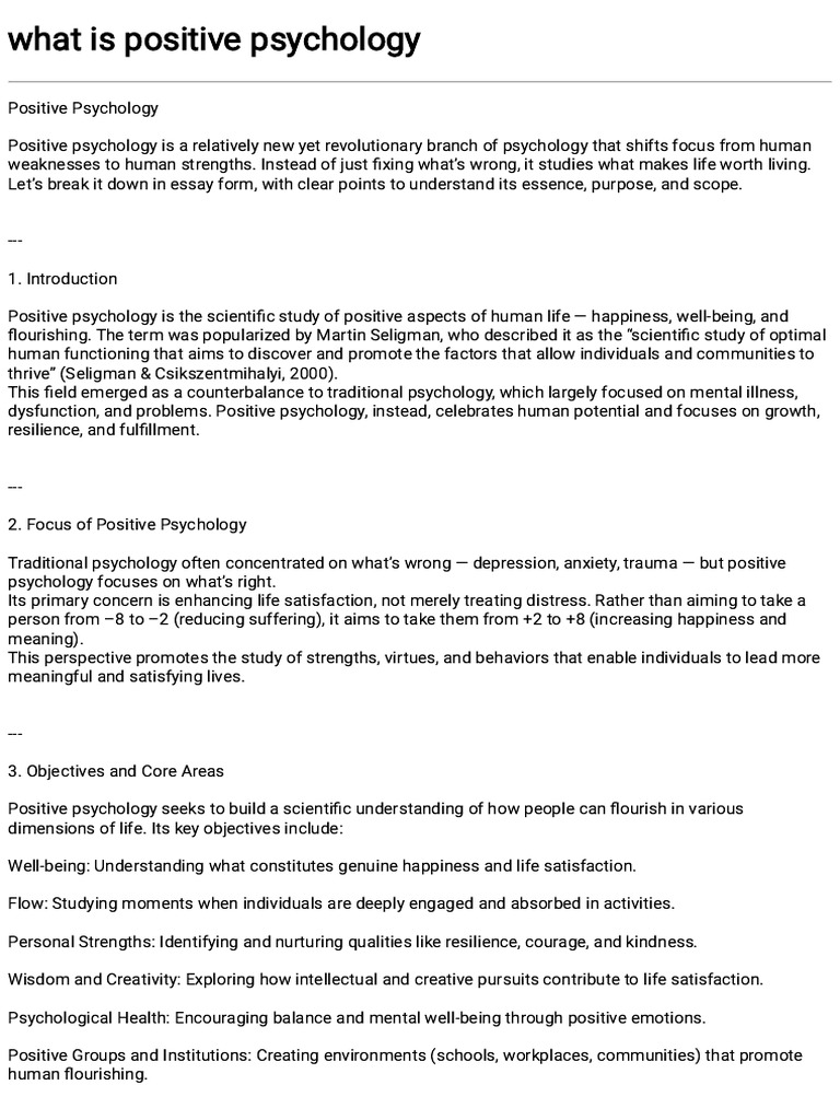 Positive Psychology | PDF | Happiness | Positive Psychology