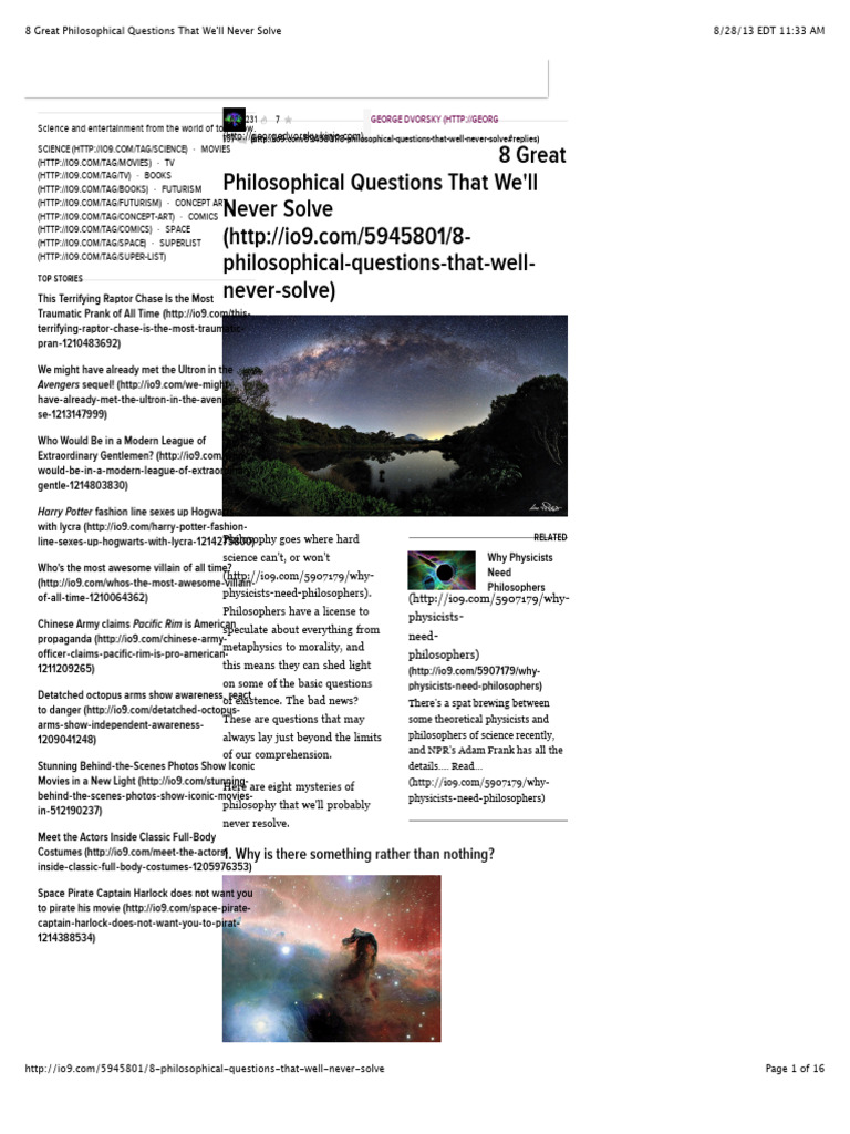 Unsolvable Philosophical Questions | PDF | Determinism | Free Will