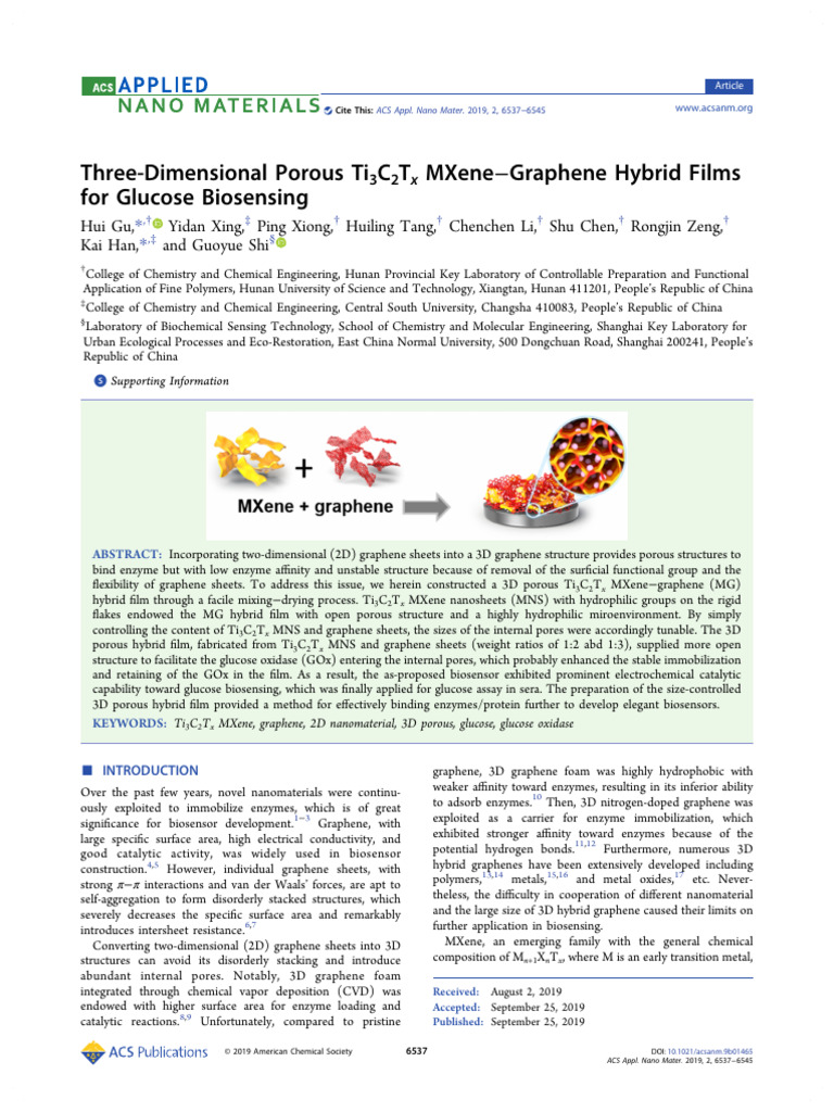 Three Dimensional Porous Ti3c2tx Mxene Graphene Hybrid Films For ...