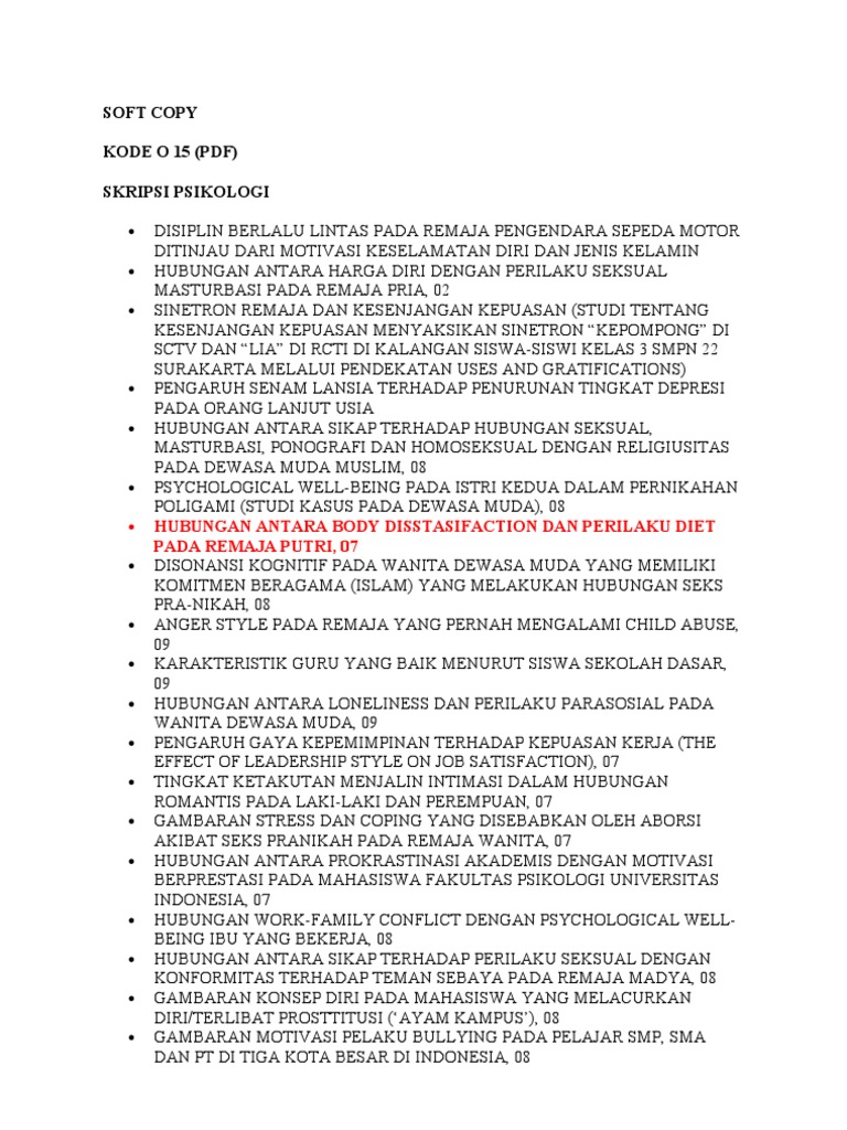 Judul Judul Skripsi Psikologi Linis
