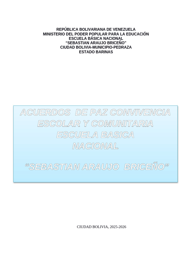 Acuerdos de Convivencia Escolar 2025-2026 | PDF | Salón de clases ...