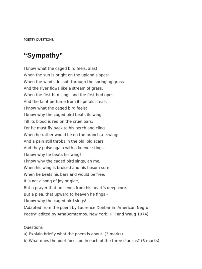 Poetry Analysis and Discussion Questions | PDF | Grammar | Linguistics