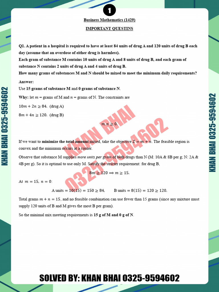 Business Math Problems and Solutions | PDF | Mathematical Relations ...
