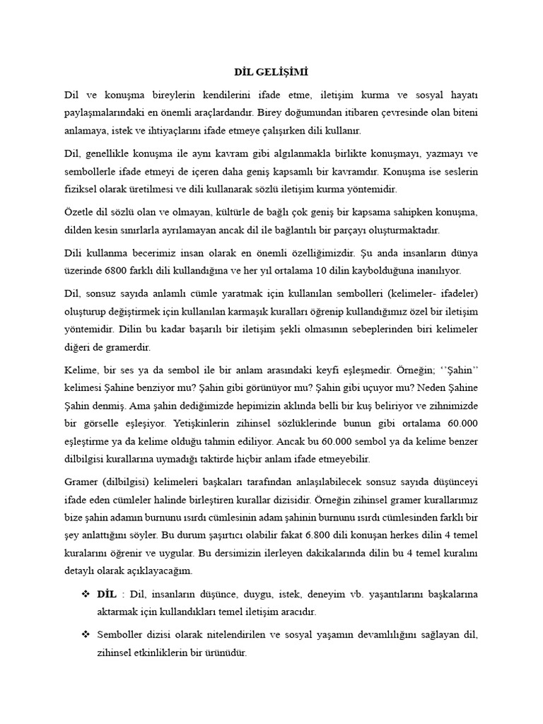 Dil Geli Imi Ders Notu | PDF